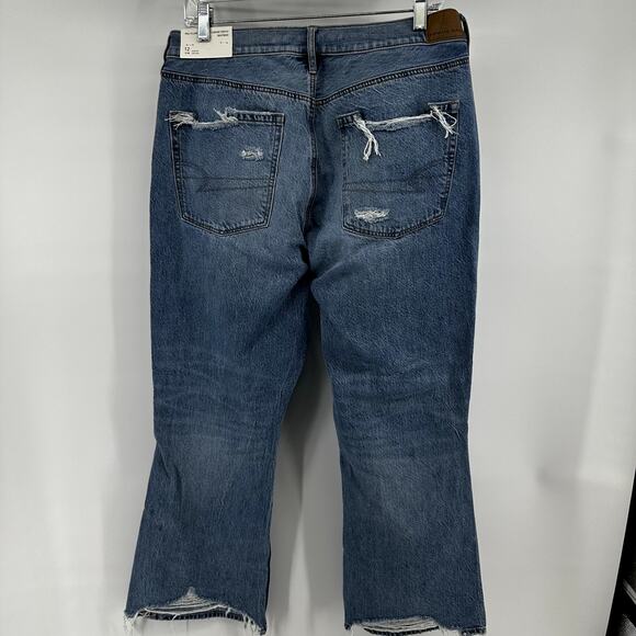 American Eagle 90s Flare Jean Easy Breezy Blue Comfort Stretch Distressed 12 NWT - Picture 8 of 8